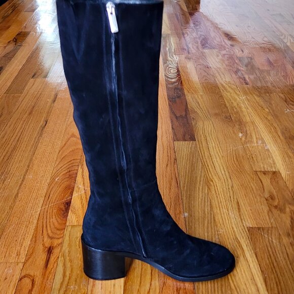 AQUATALIA Black Suede Waterproof Knee-High Boots Zip - Picture 5 of 10